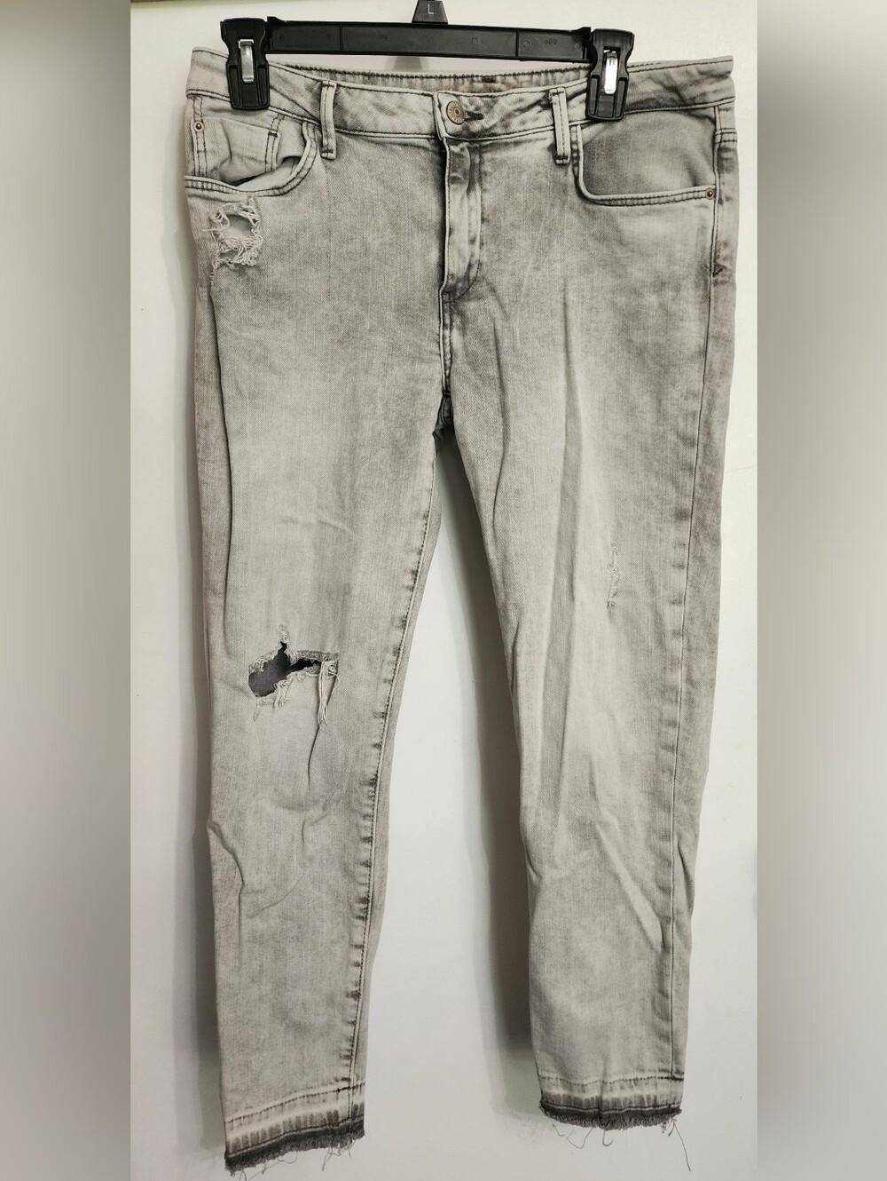 Zara Basic Z1975 Acid Wash Distressed Jeans 10 Y2K SLIM SKINNY Grunge Punk Goth